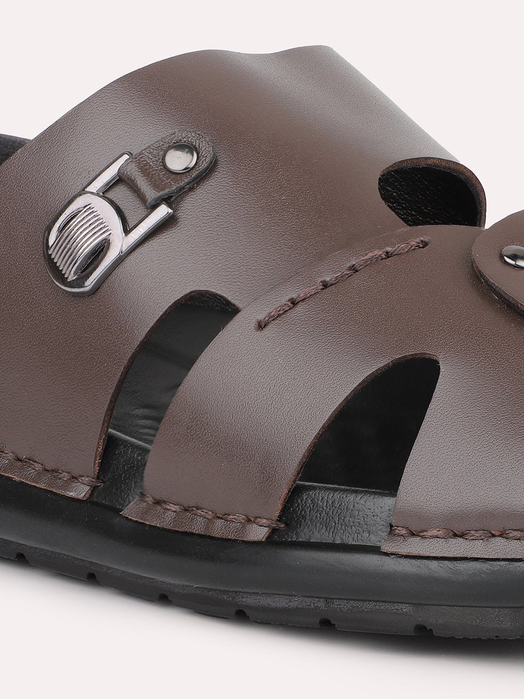 Atesber Brown Woven Strap Sandal For Mens
