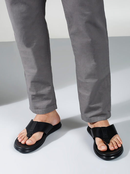 Atesber Solid Formal Sandals-Black For Men