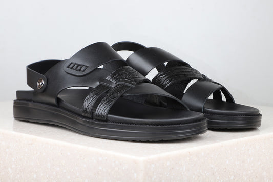 Atesber Balck Comfort Sandals For Men