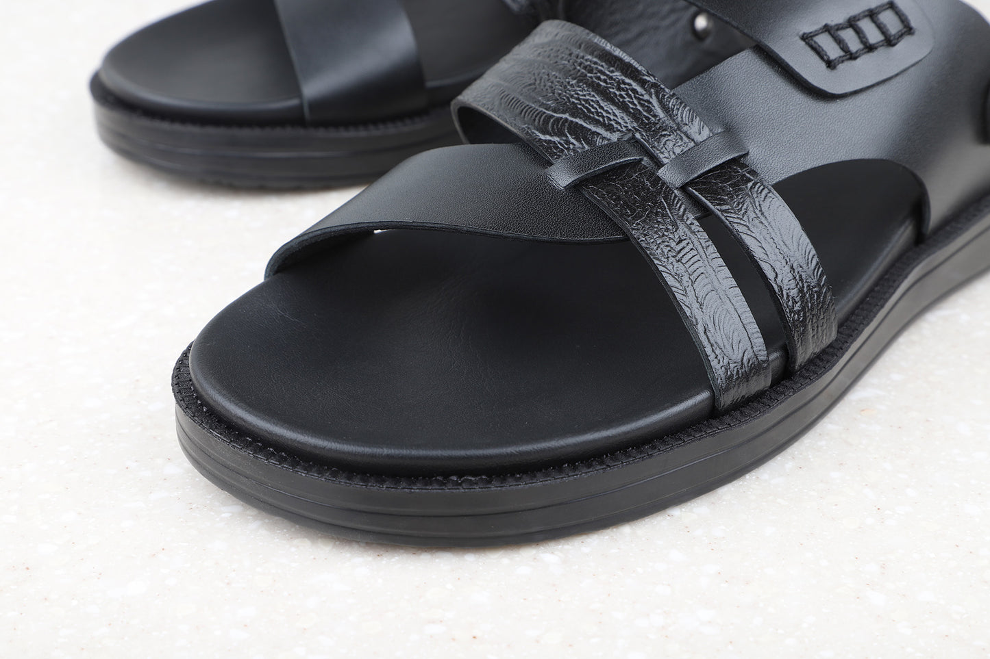 Atesber Black Comfort Sandals For Men