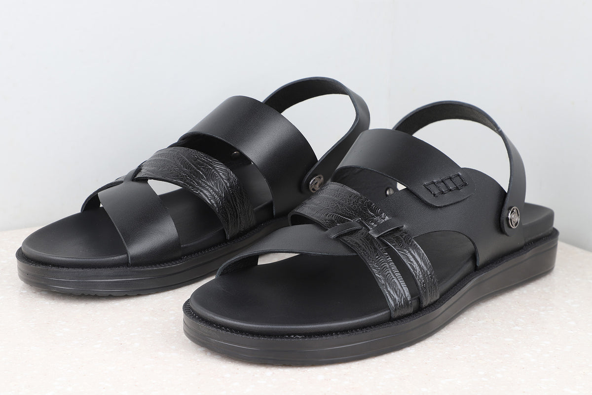 Atesber Black Comfort Sandals For Men