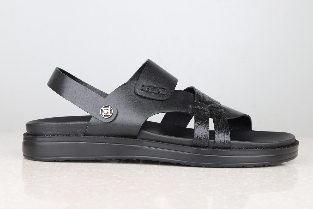Atesber Black Comfort Sandals For Men