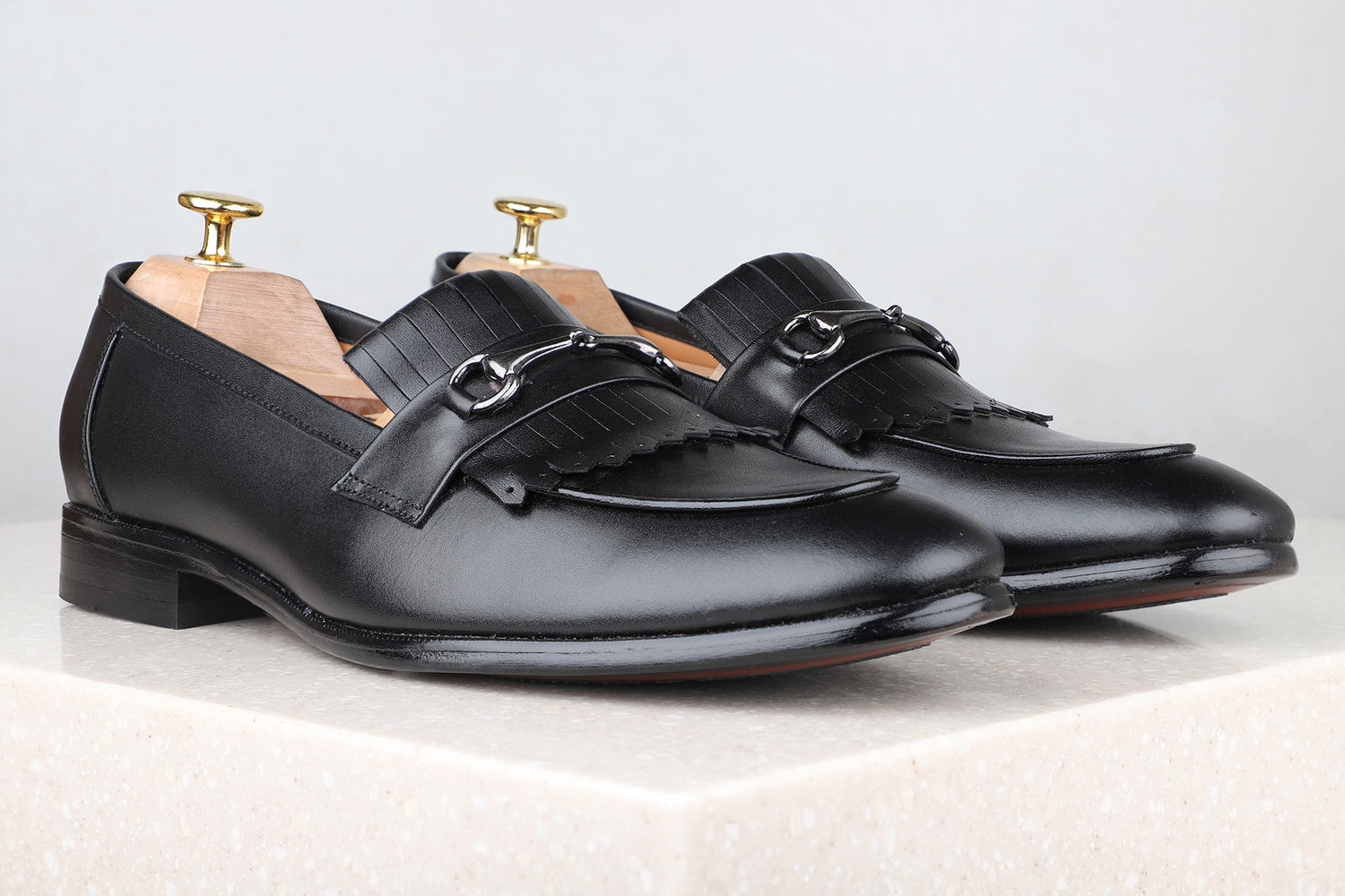Atesber Black Textured Formal Loafer For Men