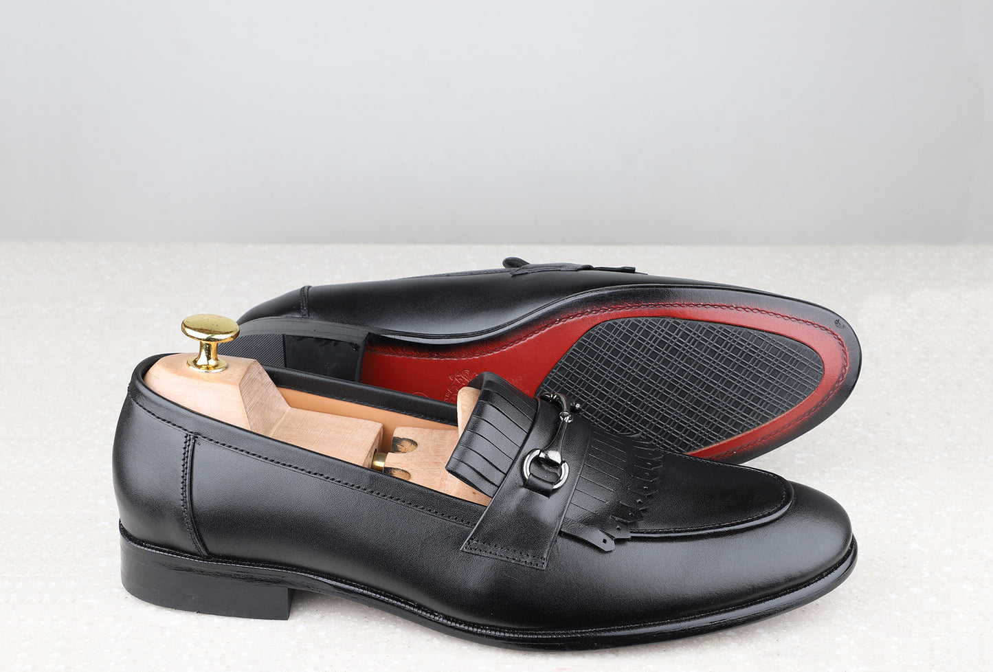 Atesber Black Textured Formal Loafer For Men