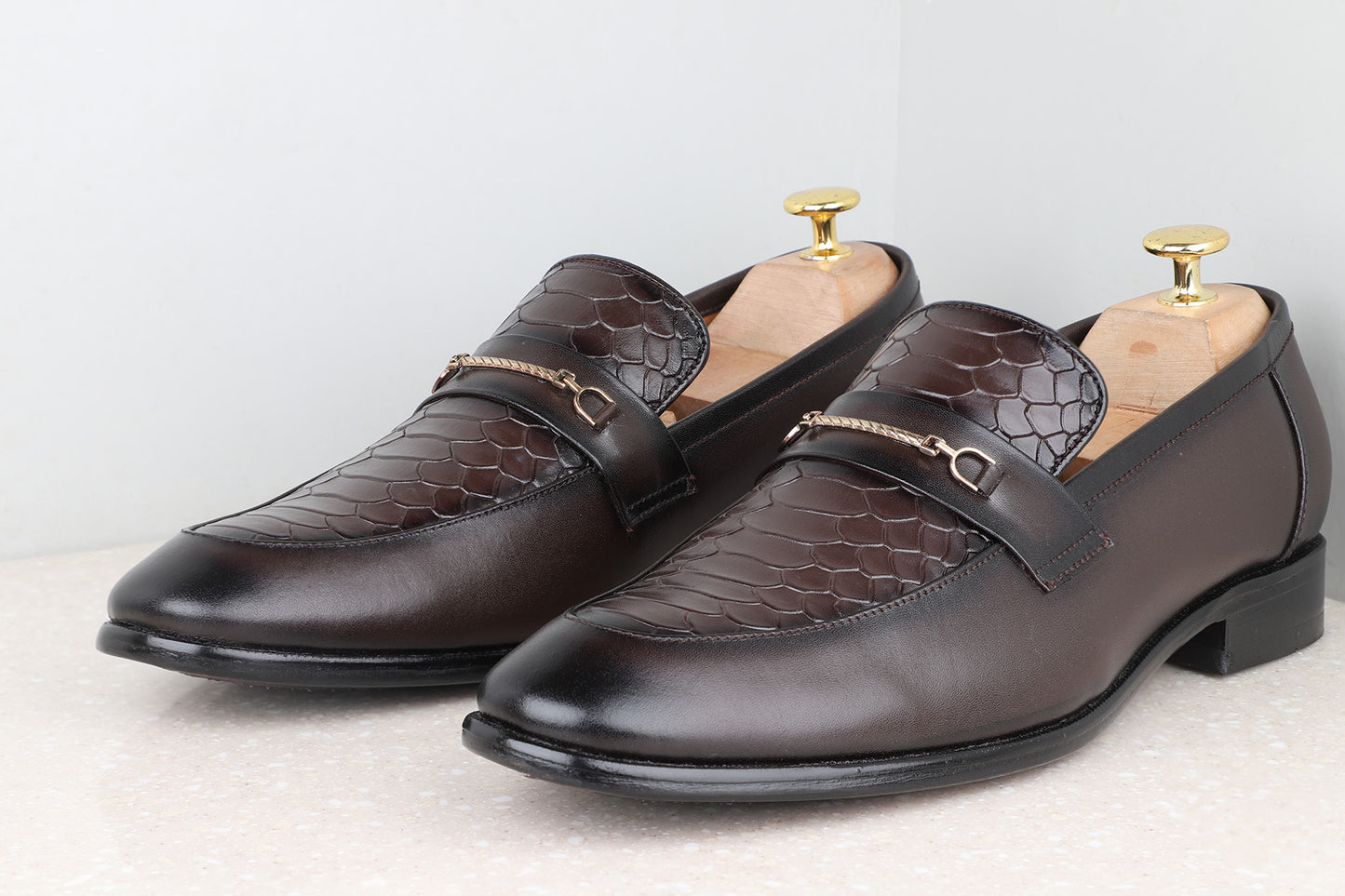Atesber Brown Textured Formal Loafer For Men