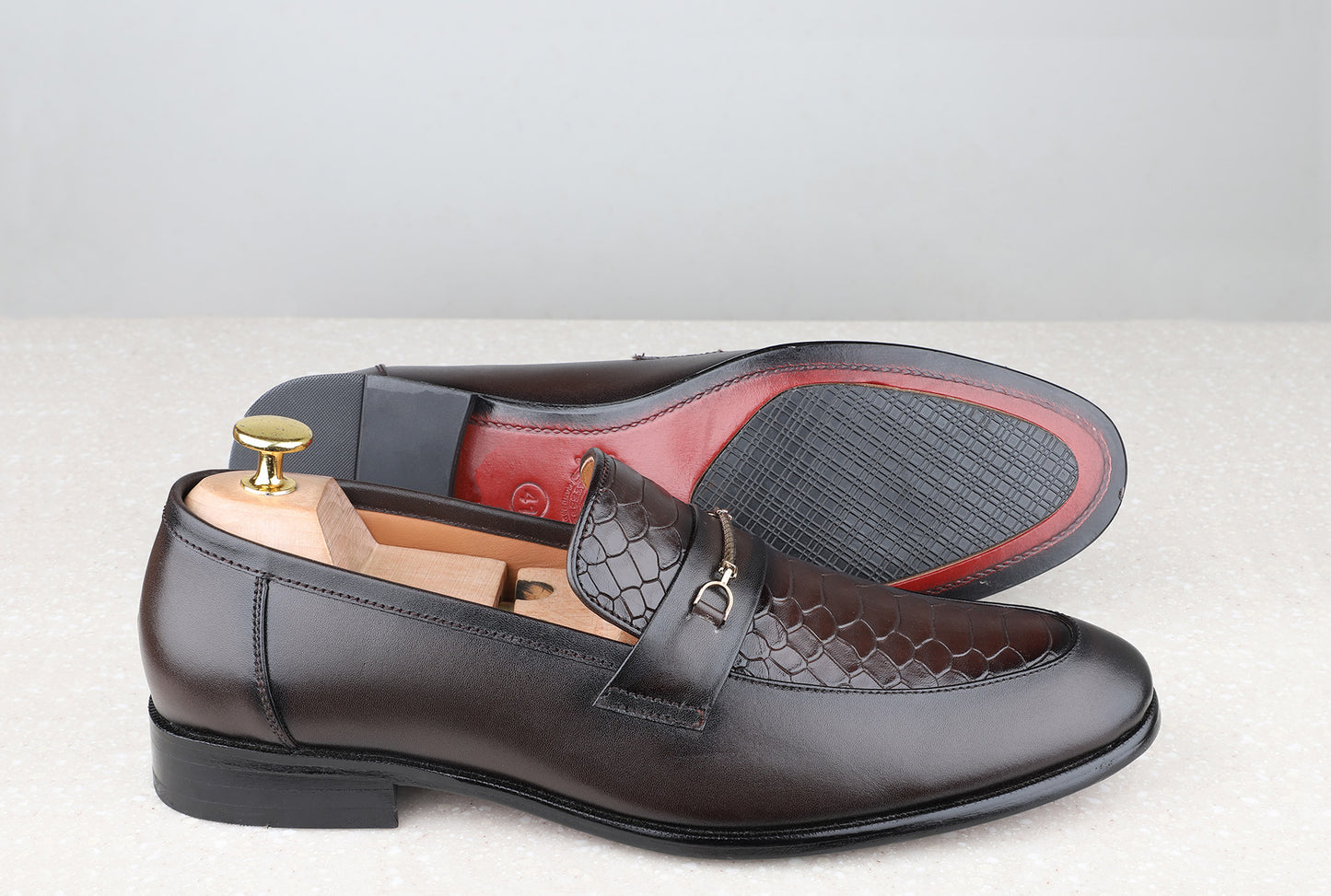 Atesber Brown Textured Formal Loafer For Men