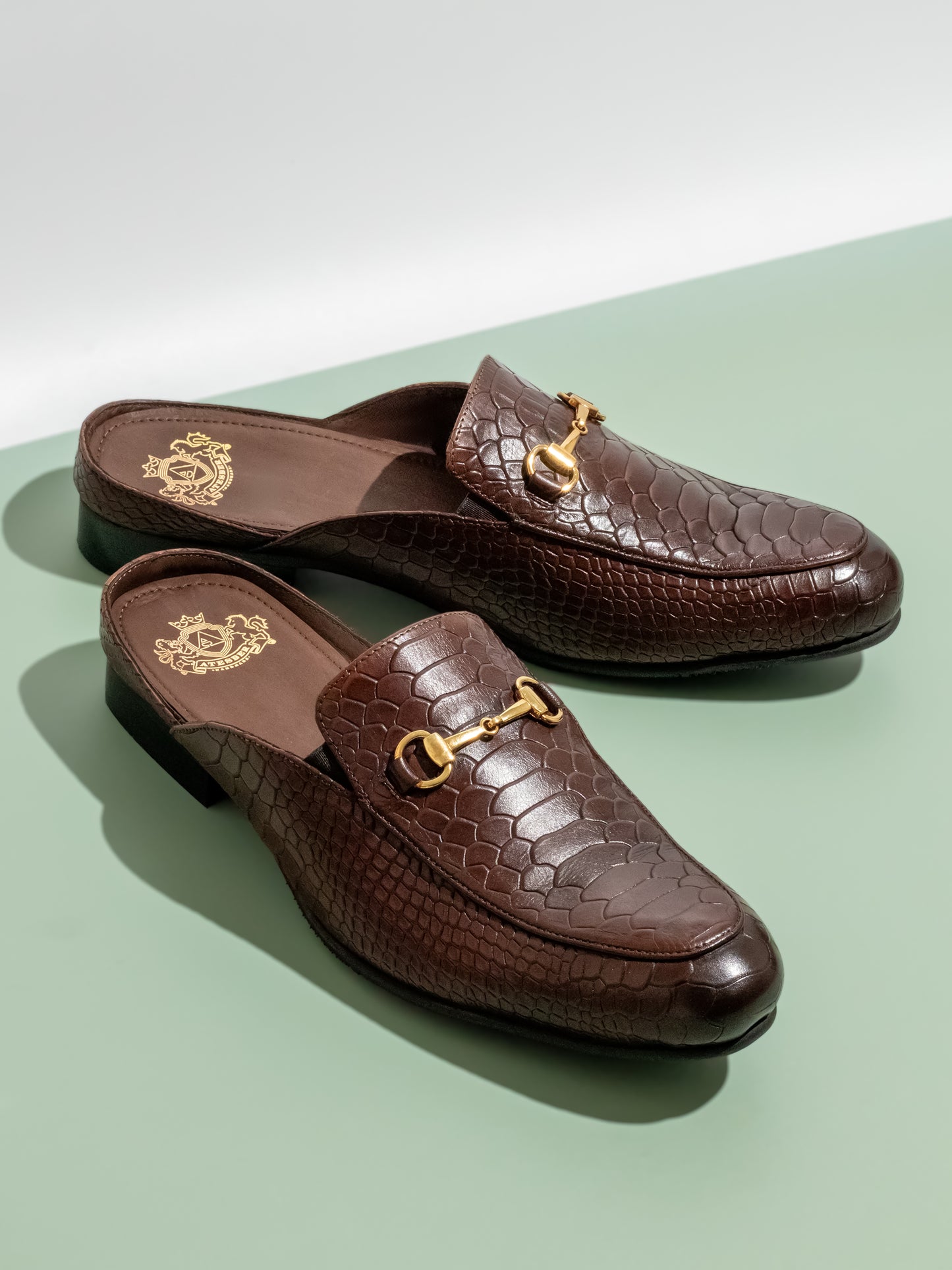 Atesber Bordo Textured Mules For Mens