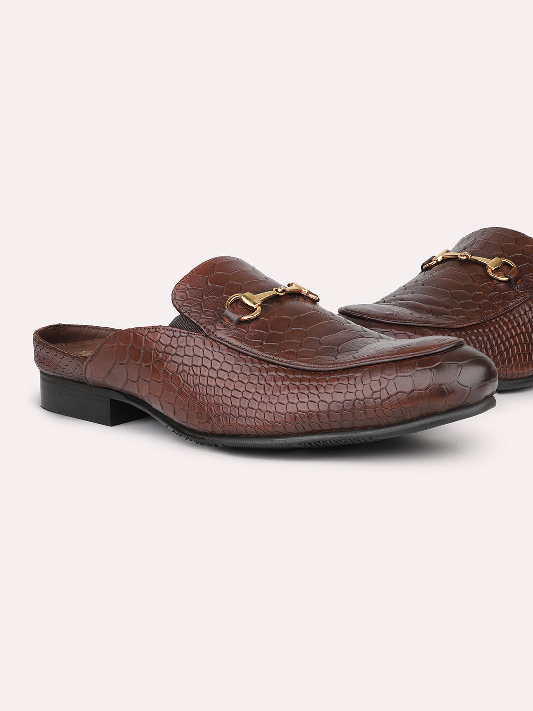 Atesber Bordo Textured Mules For Mens