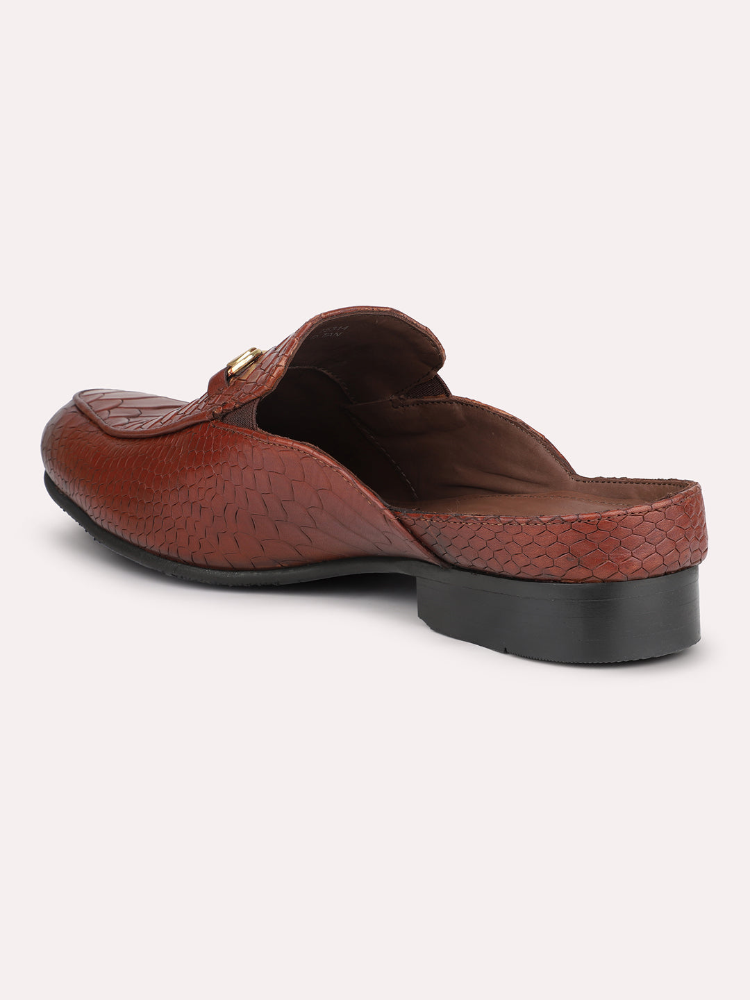 Atesber Tan Textured Mules For Mens