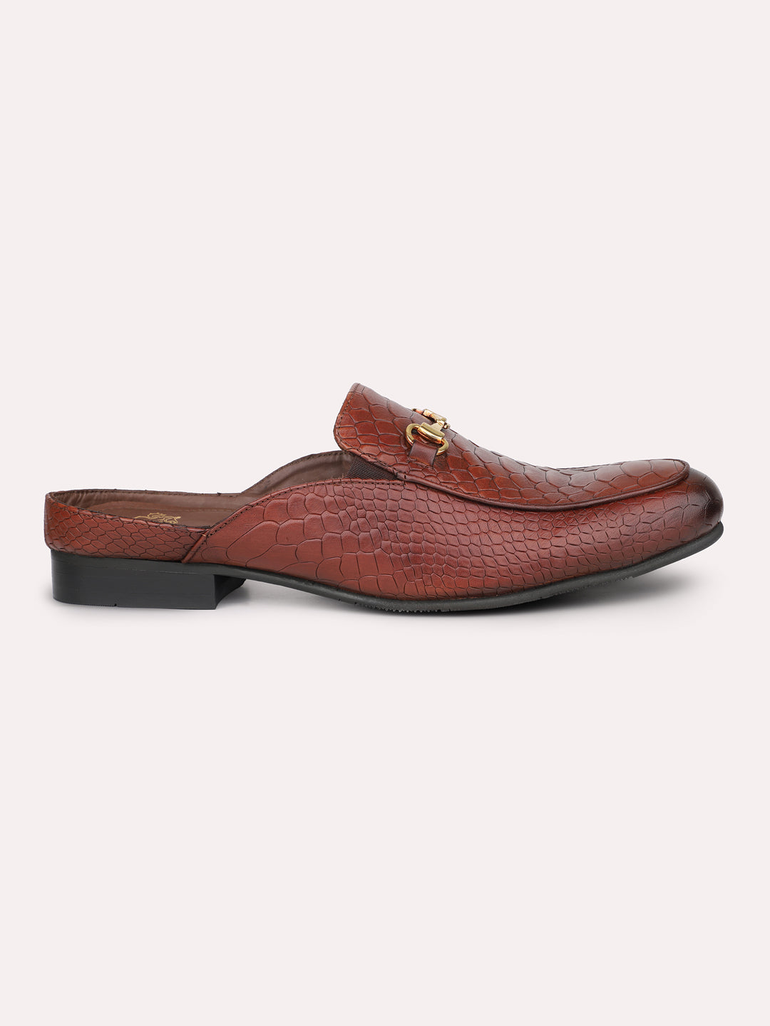 Atesber Tan Textured Mules For Mens