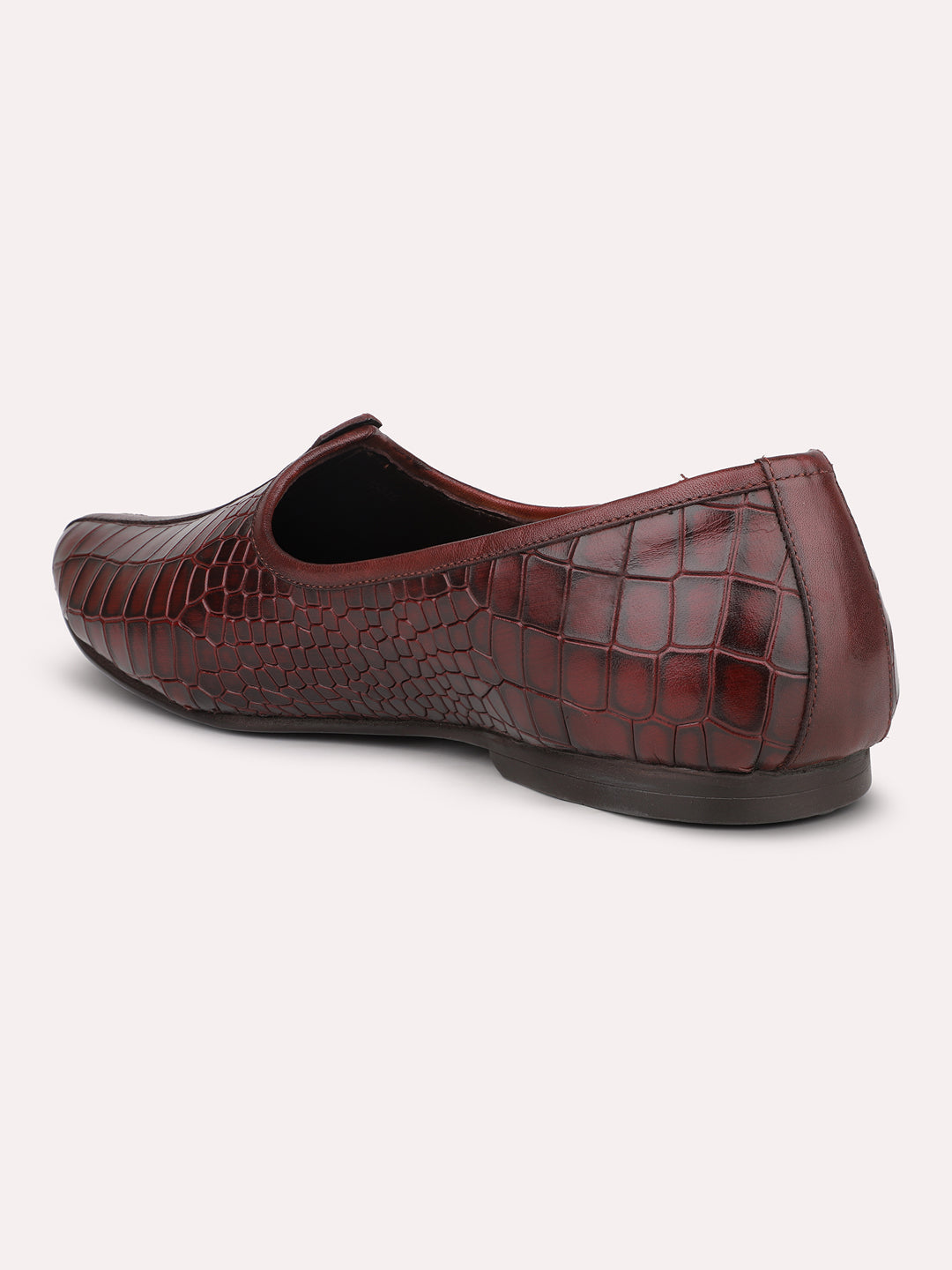 Atesber Bordo Textured Casual Mojri For Mens