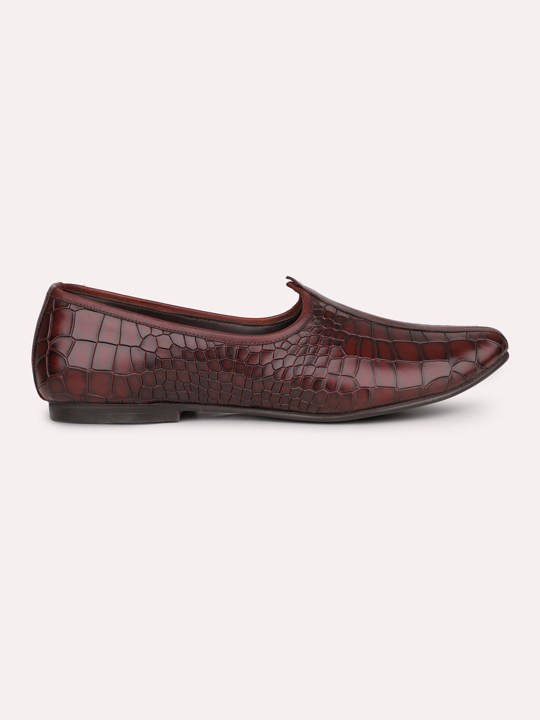 Atesber Bordo Textured Casual Mojri For Mens