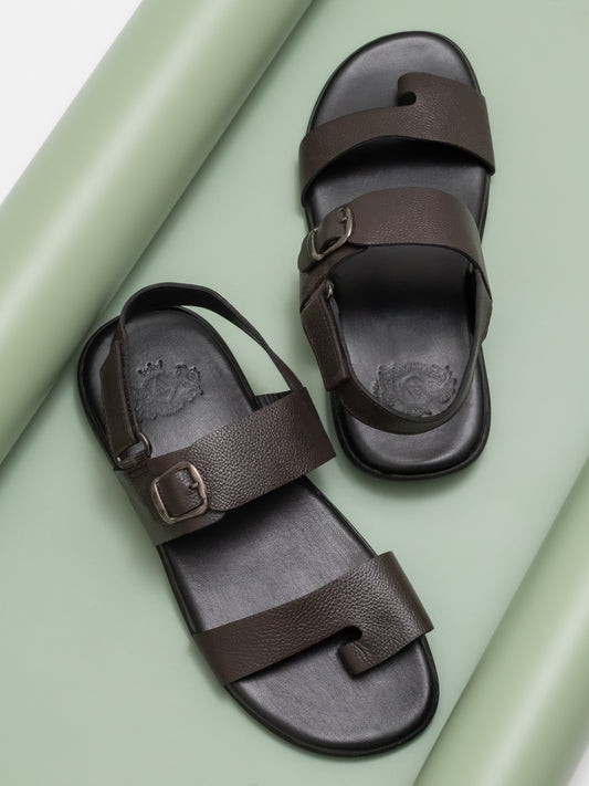 Atesber Brown Formal Sandal With Buckle For Mens