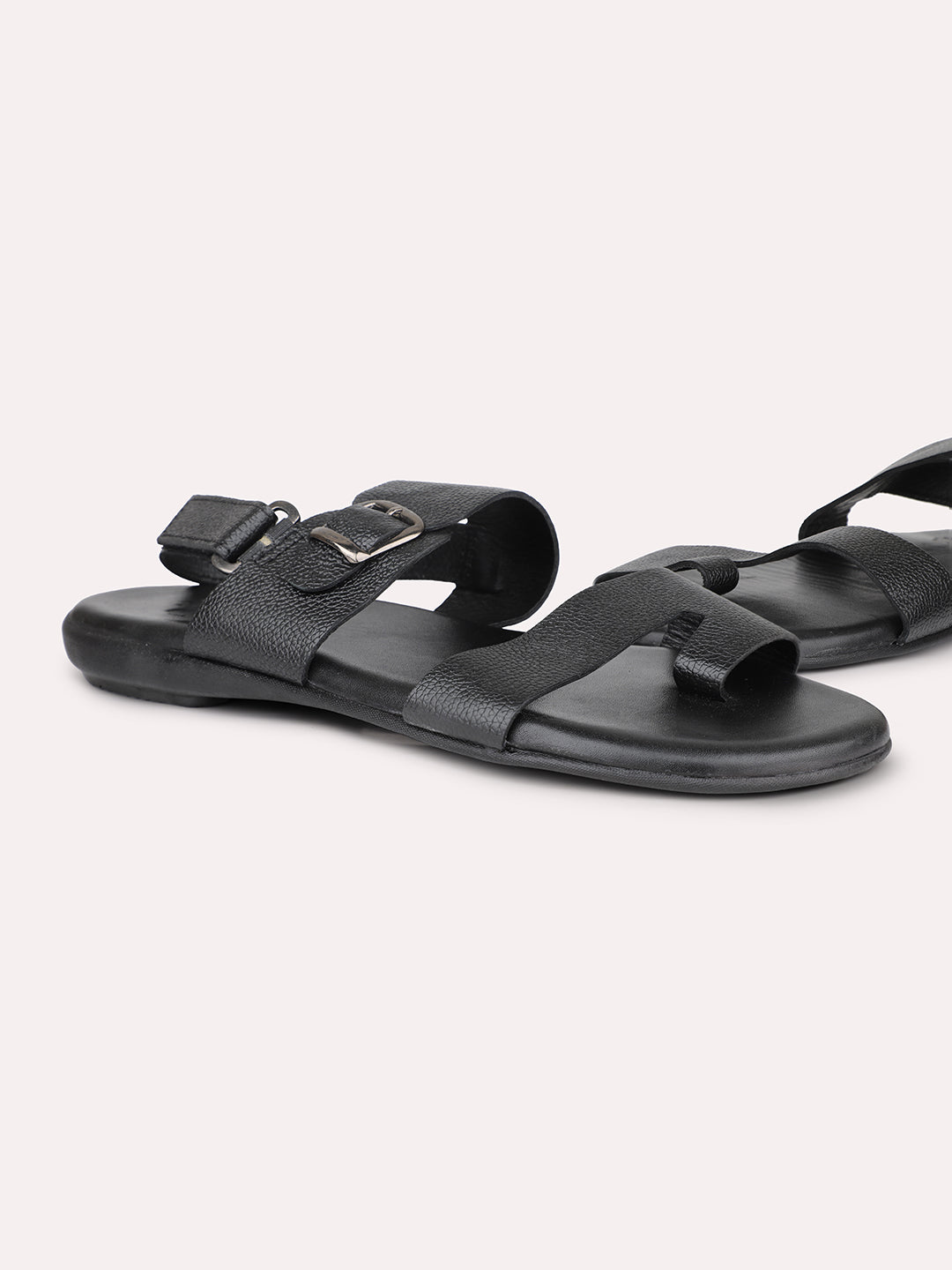 Atesber Black Formal Sandal With Buckle For Mens
