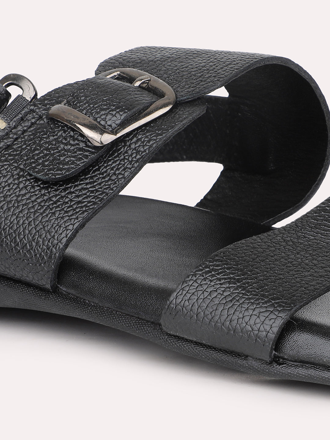 Atesber Black Formal Sandal With Buckle For Mens