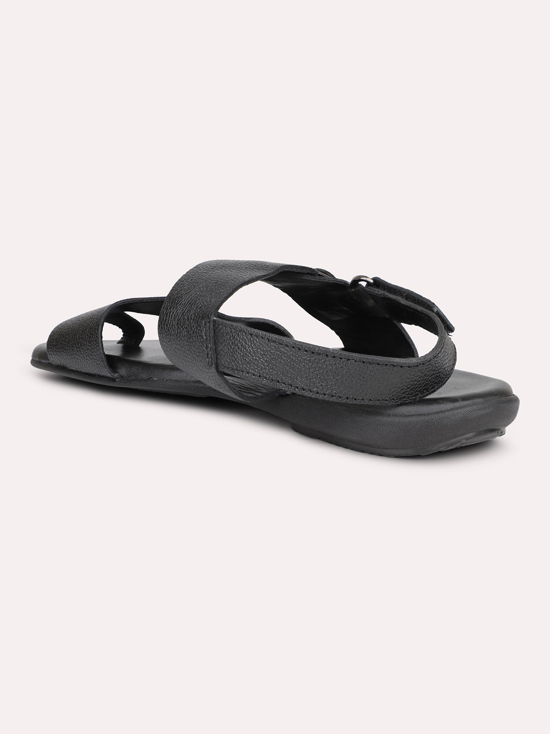 Atesber Black Formal Sandal With Buckle For Mens