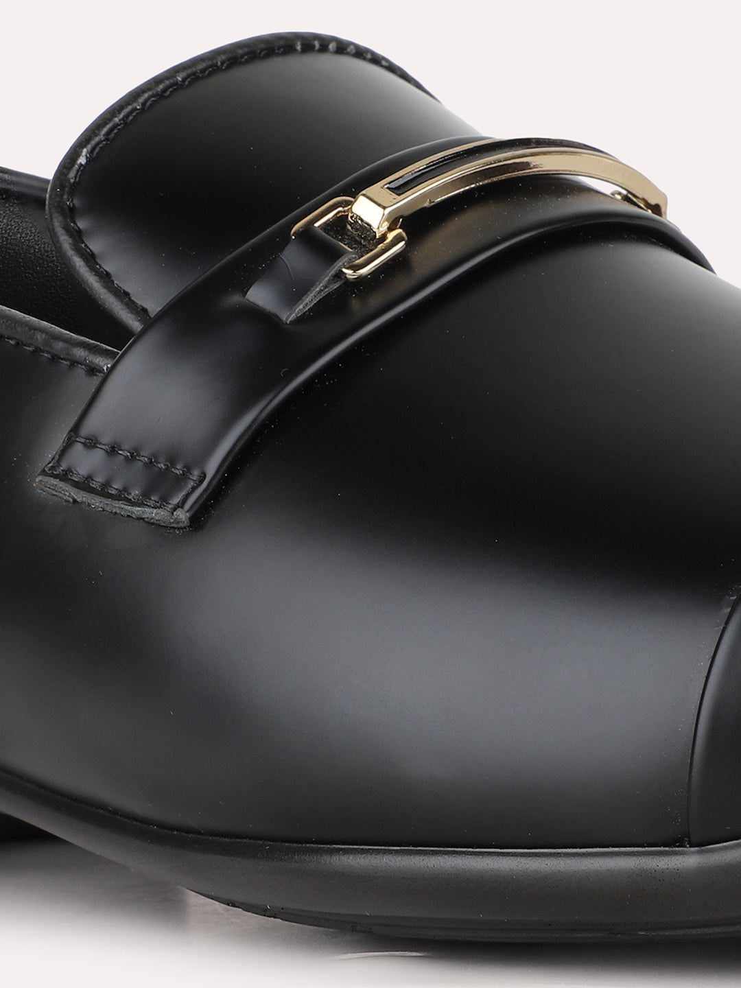 Mens Black Solid Casual Pattern Round Toe Moccasin Shoe