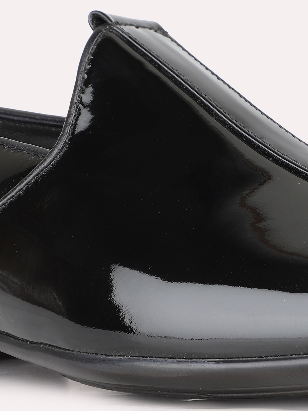 Mens Black Casual Solid Round Toe Moccasin Shoe