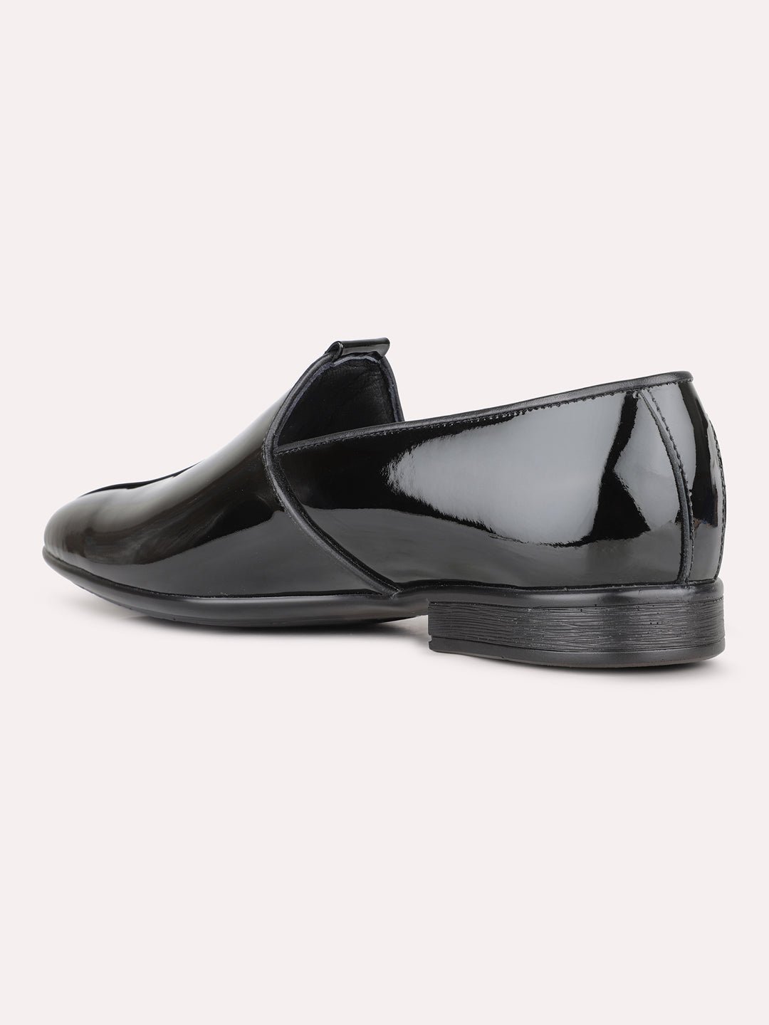 Mens Black Casual Solid Round Toe Moccasin Shoe