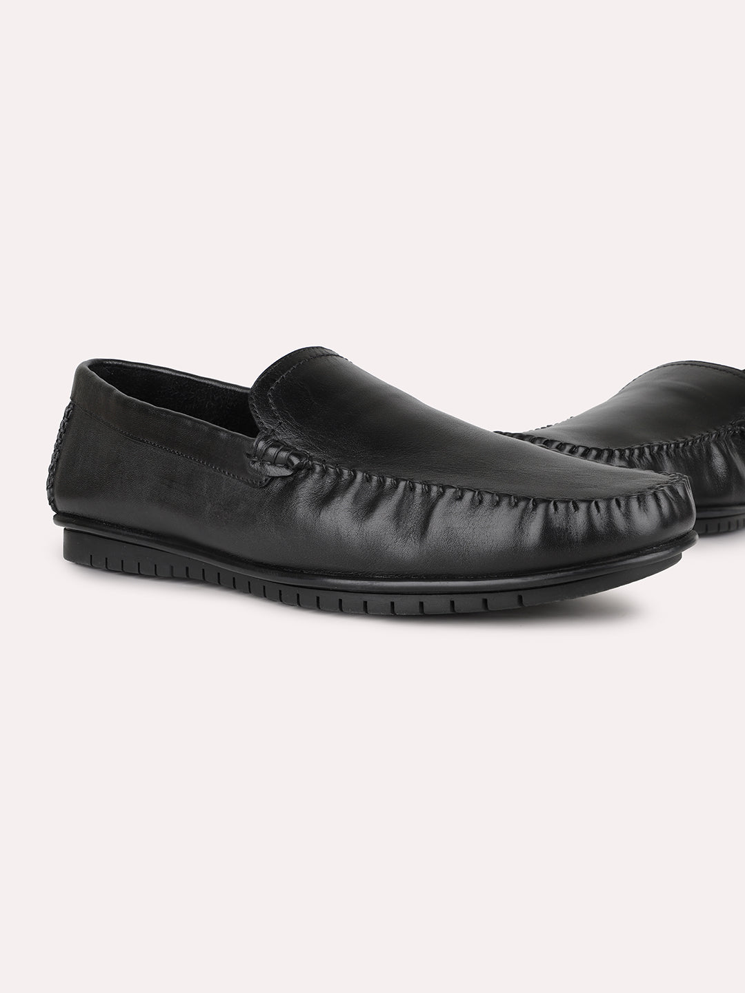 Mens Black Formal Solid Round Toe Loafers
