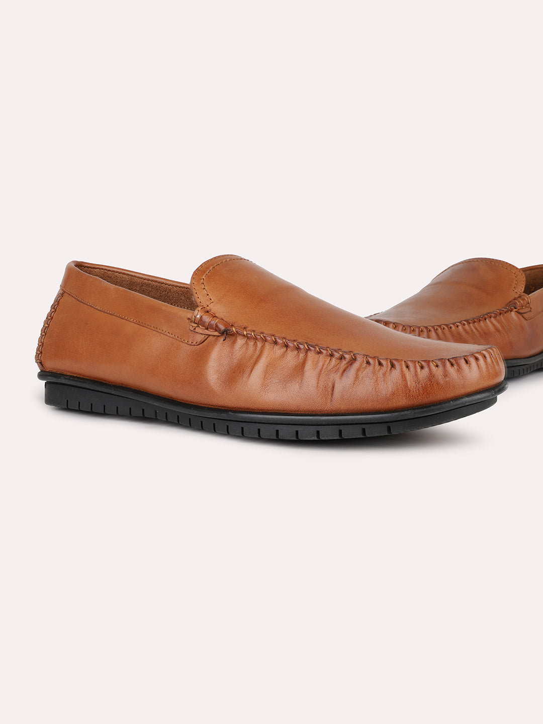 Mens Tan Formal Solid Round Toe Loafers