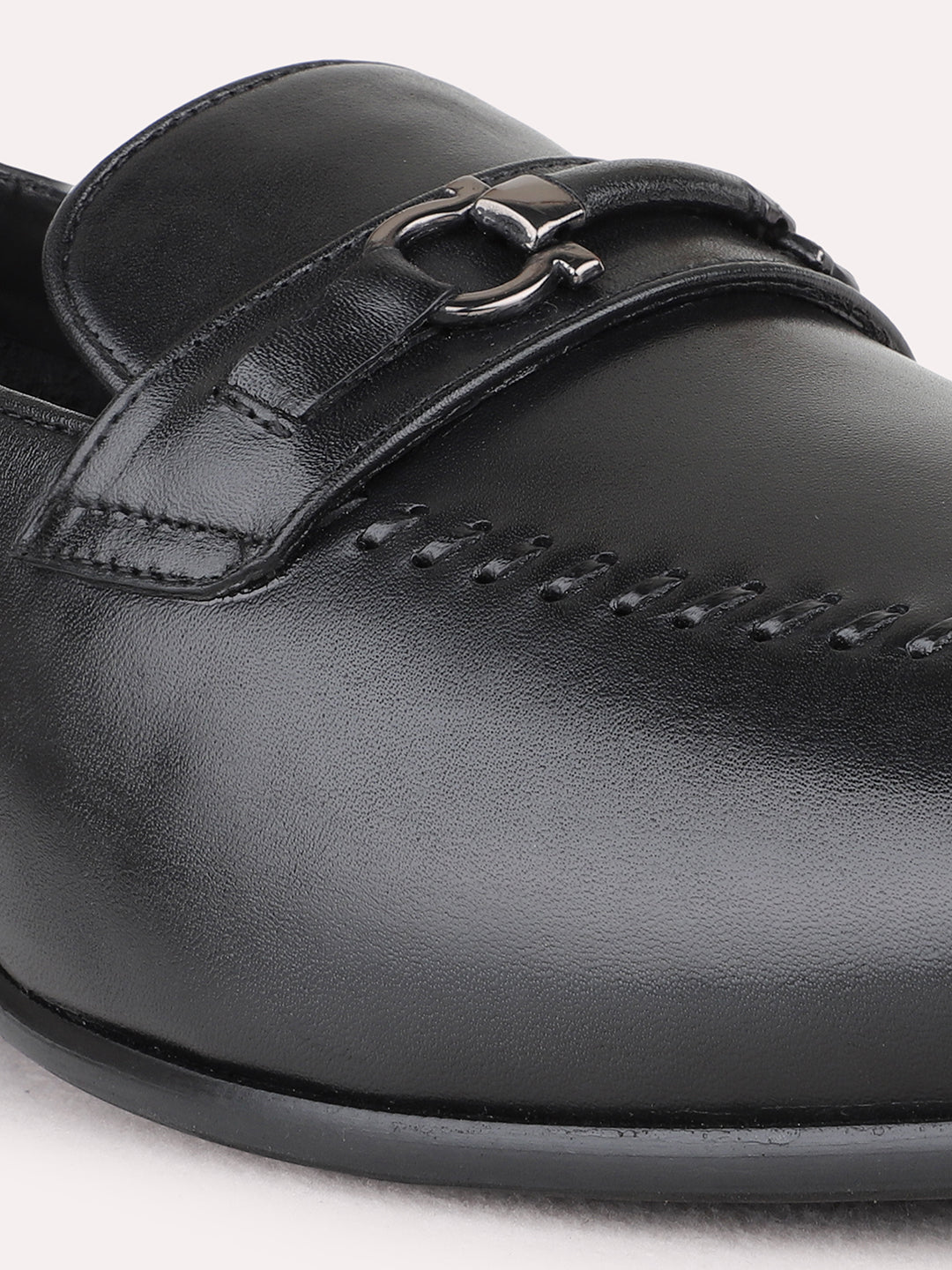 Mens Black Formal Solid Pointed Toe Loafer Shoe