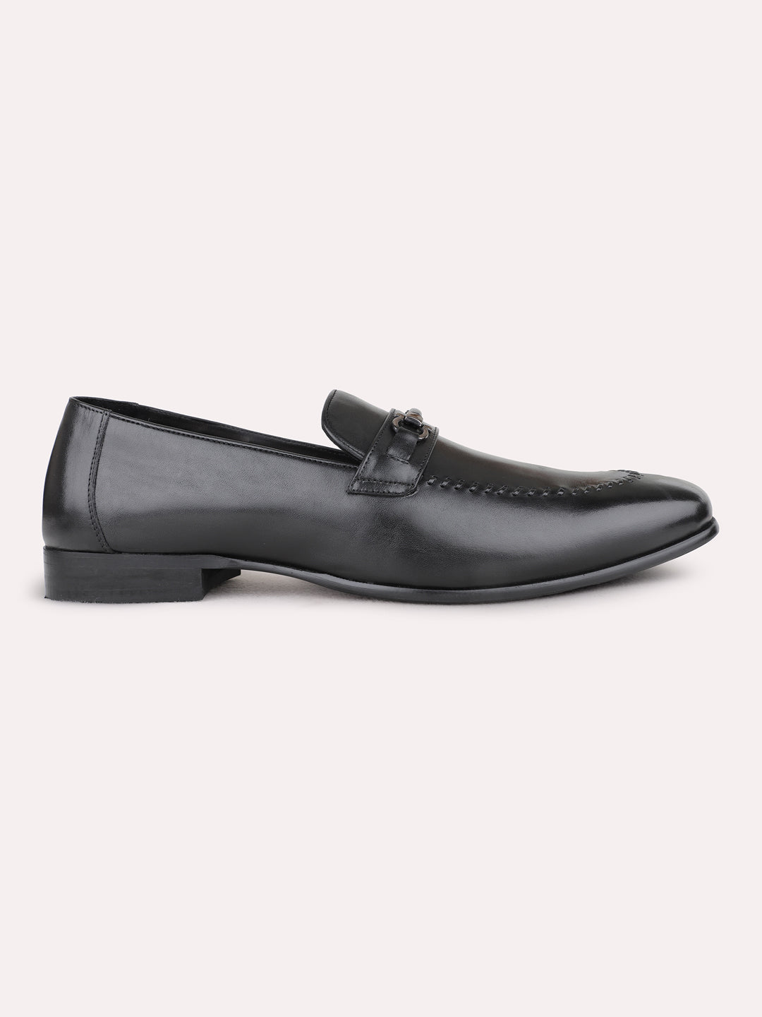 Mens Black Formal Solid Pointed Toe Loafer Shoe