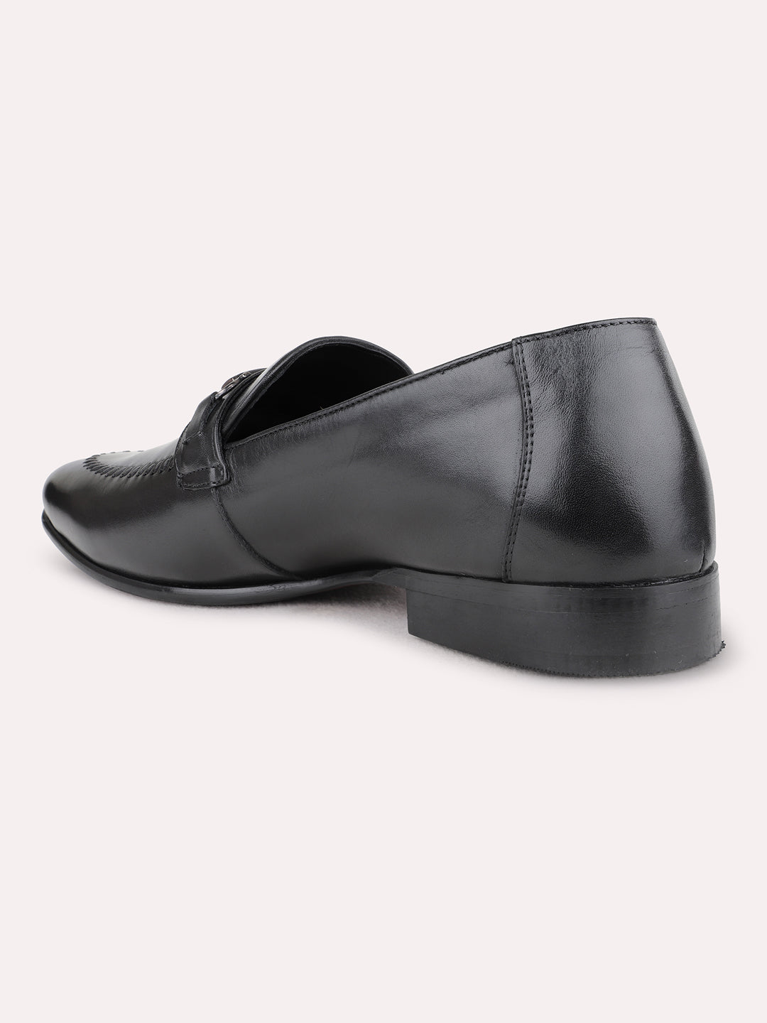 Mens Black Formal Solid Pointed Toe Loafer Shoe
