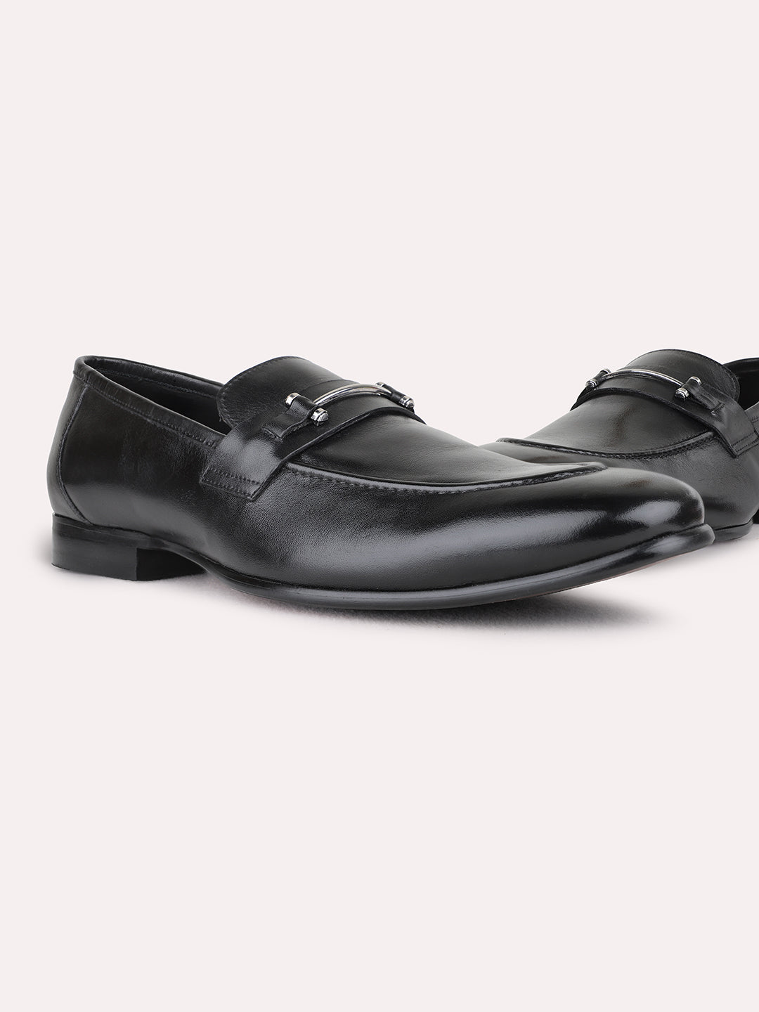 Mens Black Formal Solid Pointed Toe Loafers