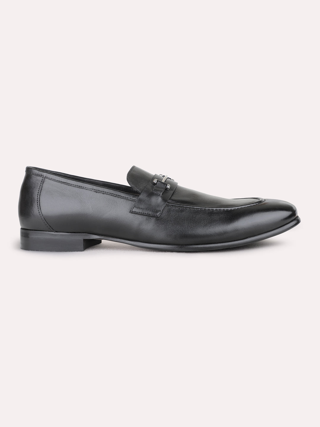 Mens Black Formal Solid Pointed Toe Loafers