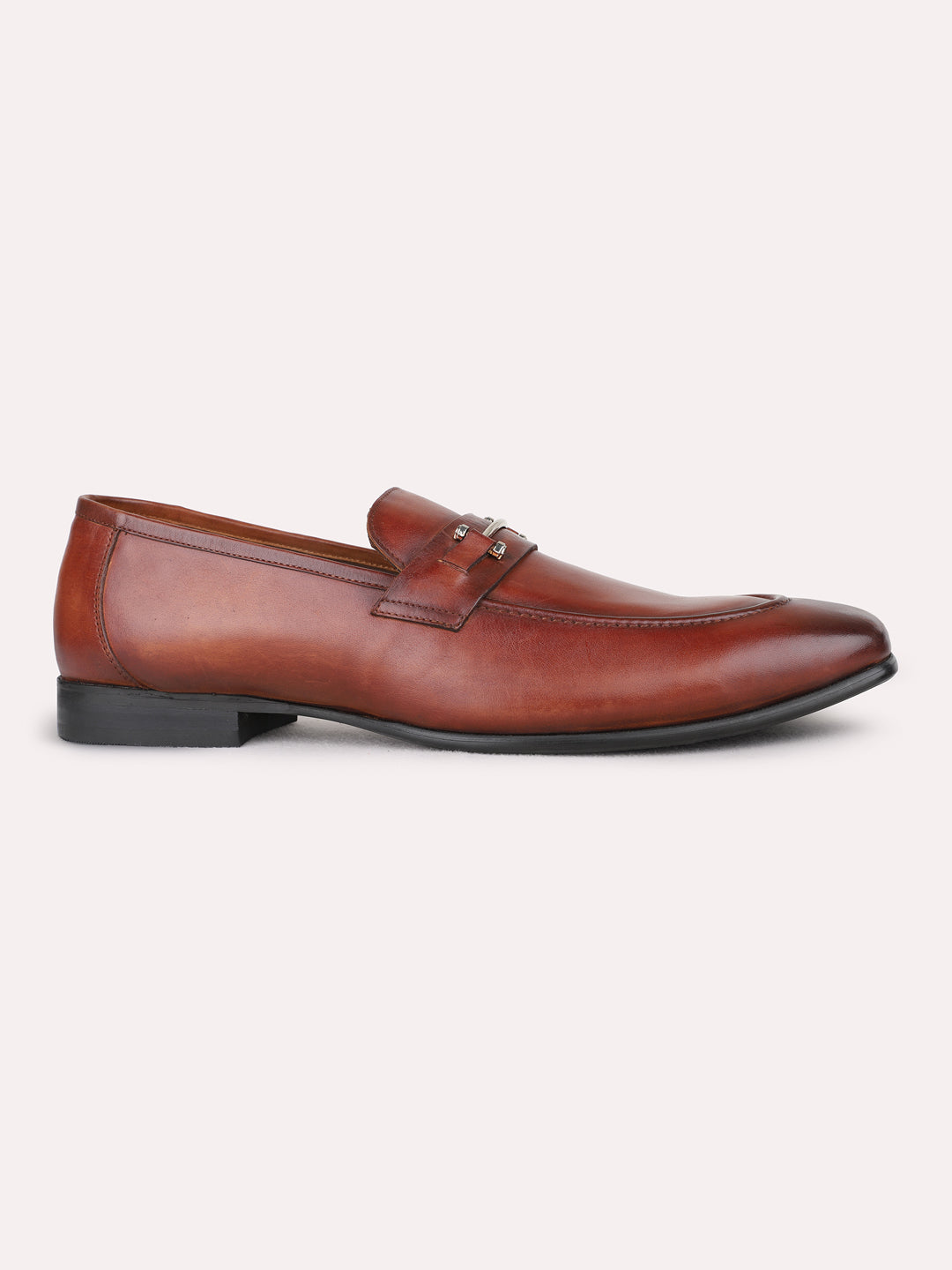 Mens Tan Formal Solid Pointed Toe Loafer Shoe