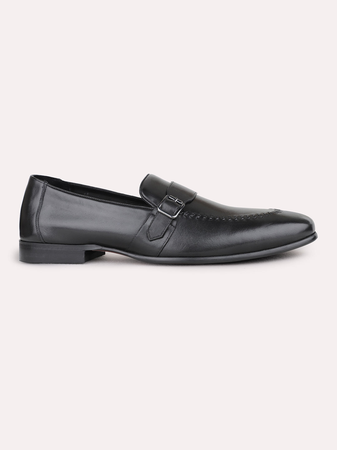 Mens Black Formal Solid Pattern Pointed Toe Loafer Shoe
