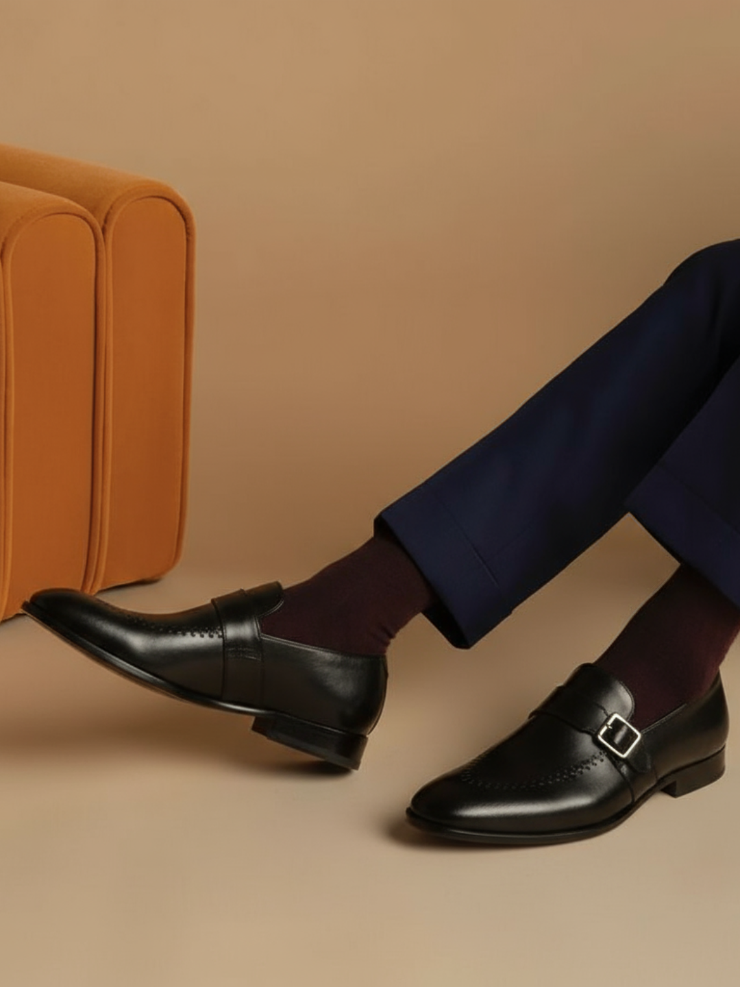 Mens Black Formal Solid Pattern Pointed Toe Loafer Shoe