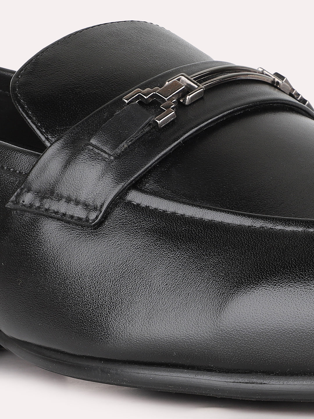 Mens Black Casual Solid Pointed Toe Loafers Shoe