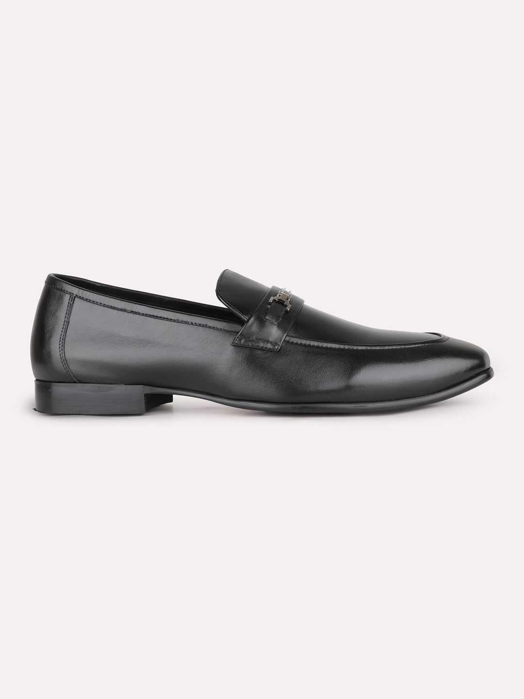 Mens Black Casual Solid Pointed Toe Loafers Shoe