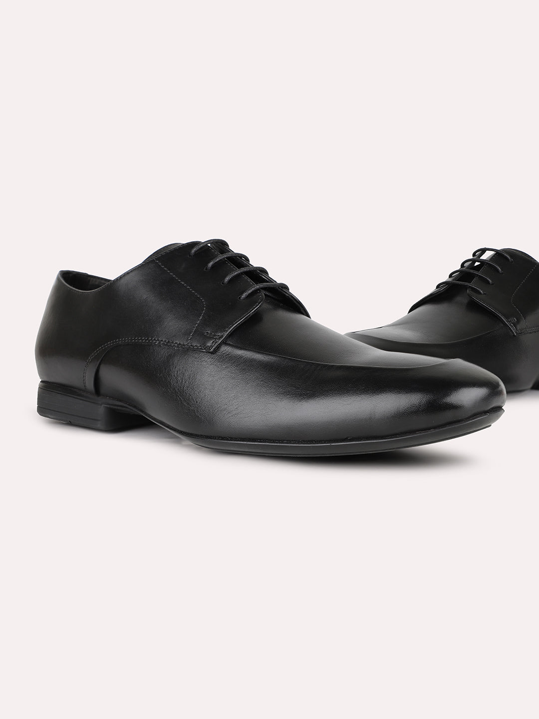 Mens Black Party Wear Solid Round Toe Derby Shoe