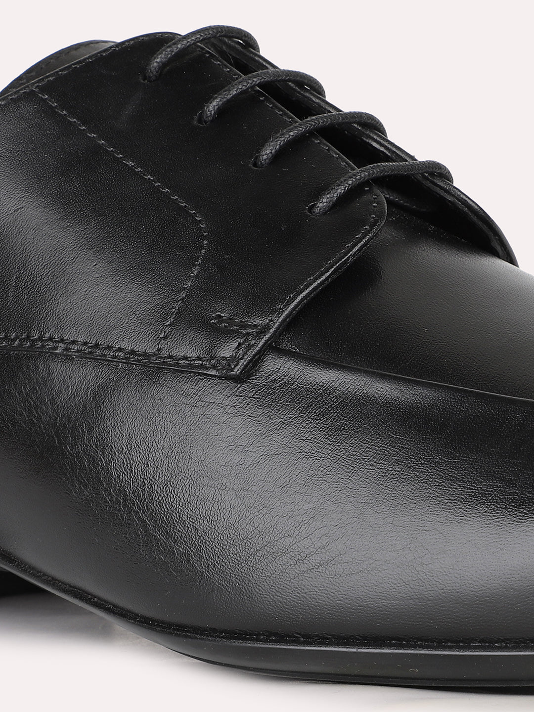 Mens Black Party Wear Solid Round Toe Derby Shoe