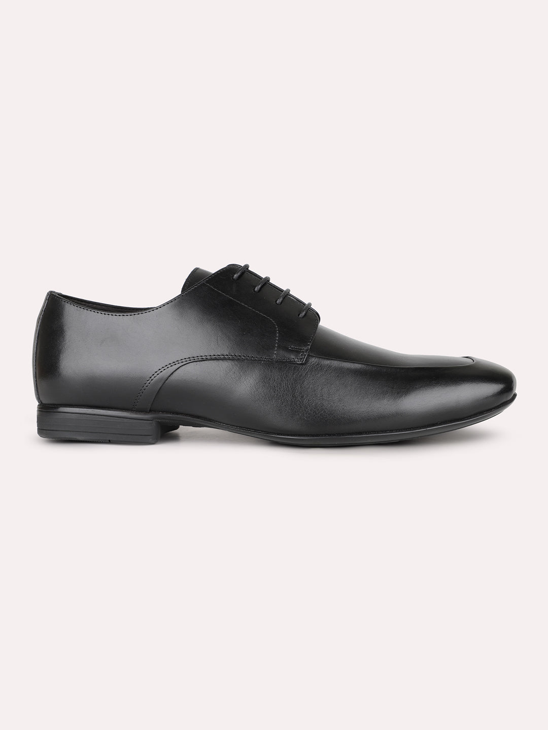 Mens Black Party Wear Solid Round Toe Derby Shoe