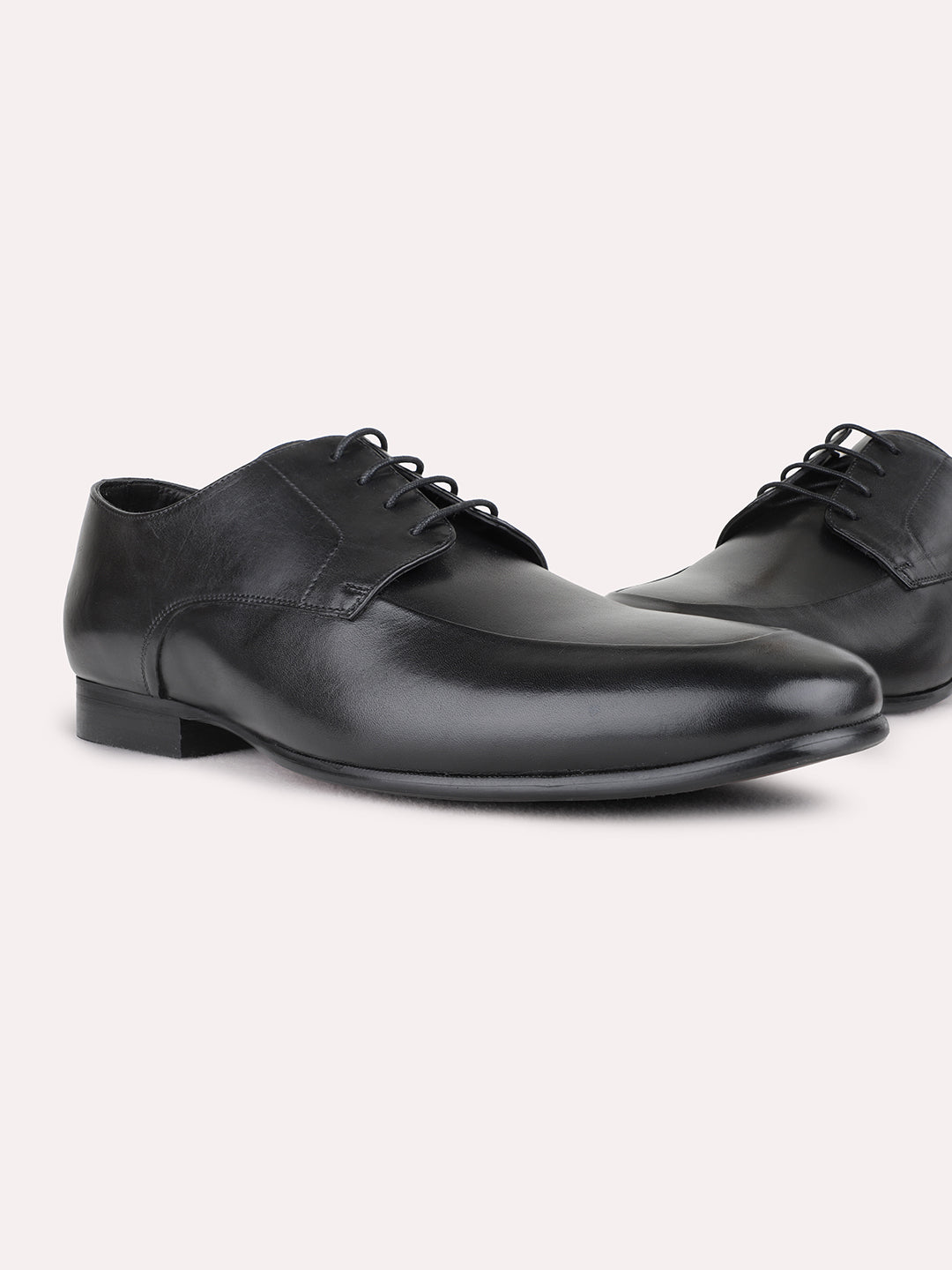 Mens Black Formal Solid Pointed Toe Derby Shoe