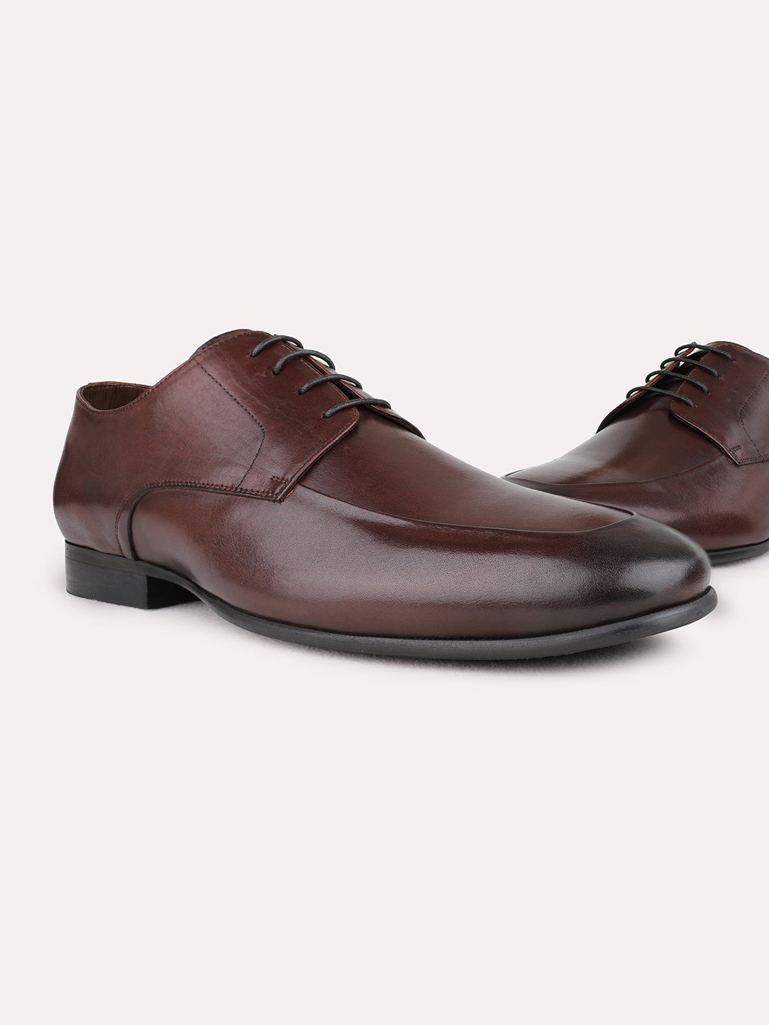 Mens Brown Formal Solid Pointed Toe Derby Shoe