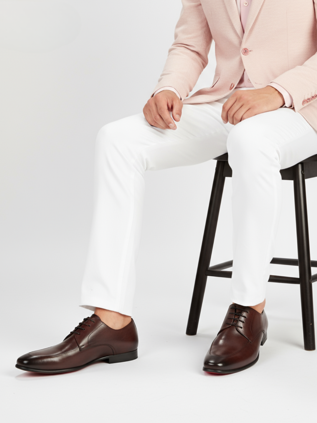 Mens Brown Formal Solid Pointed Toe Derby Shoe