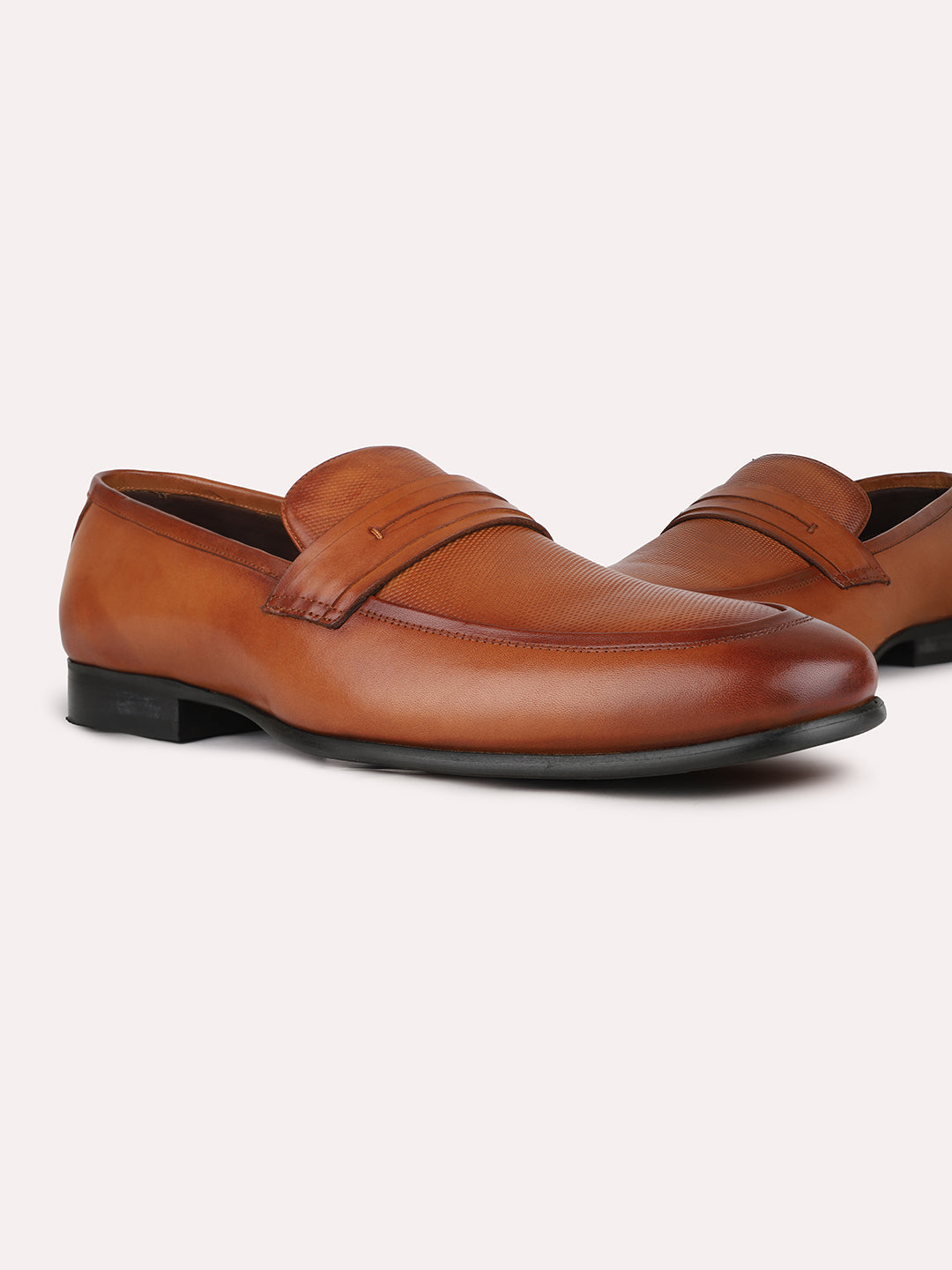 Mens Tan Casual Solid Pointed Toe Loafers