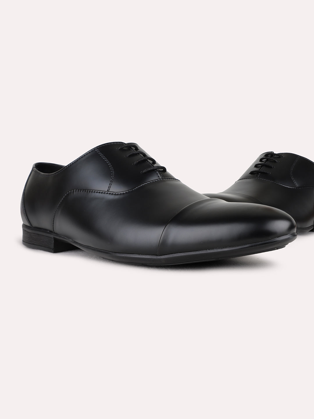 Mens Black Formal Solid Narrow Toe Lace-Up Shoe