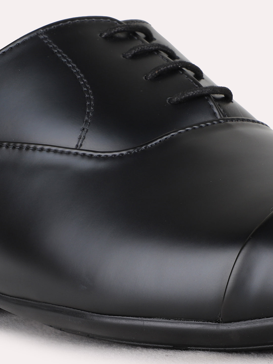 Mens Black Formal Solid Narrow Toe Lace-Up Shoe