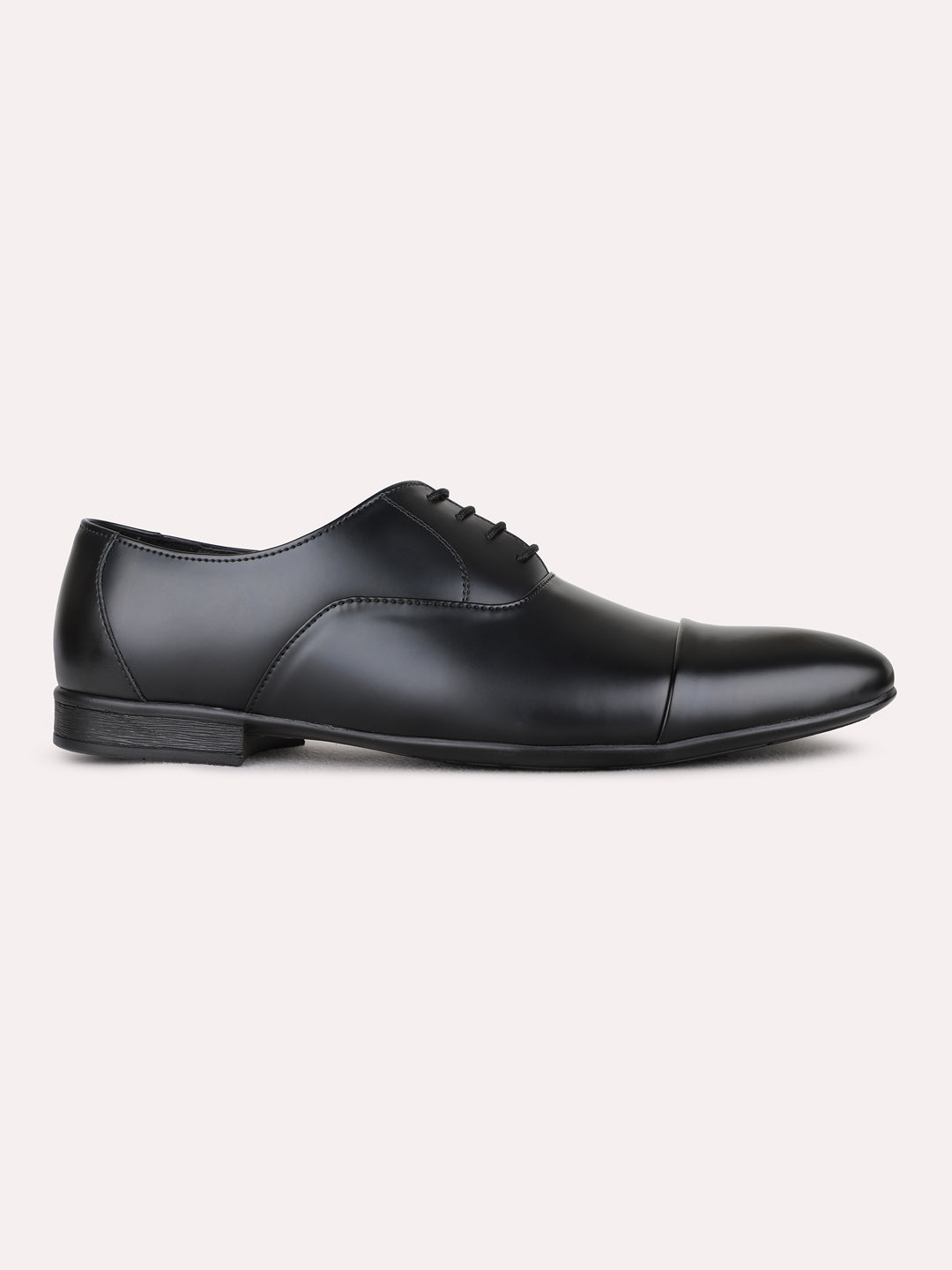 Mens Black Formal Solid Narrow Toe Lace-Up Shoe