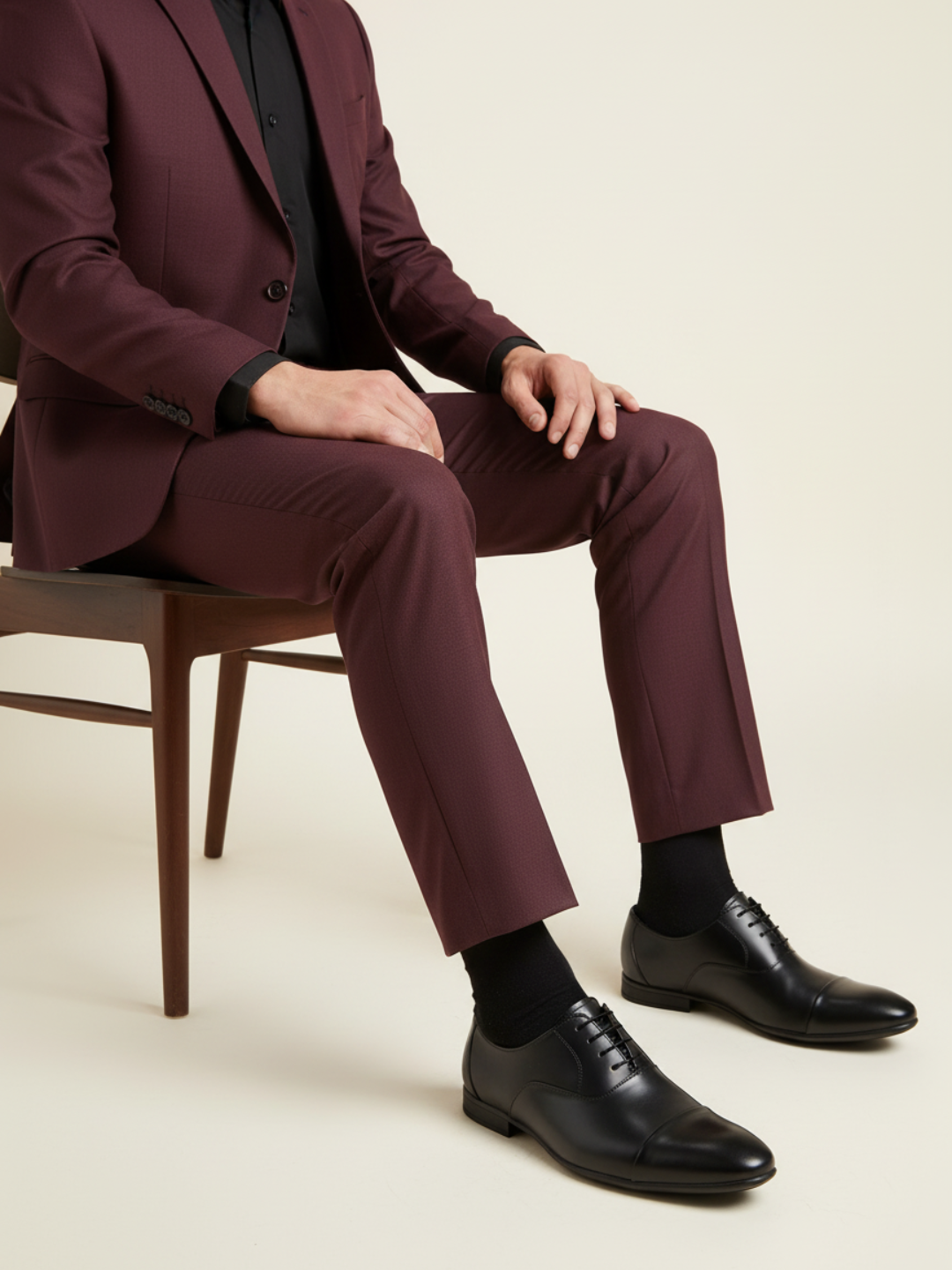 Mens Black Formal Solid Narrow Toe Lace-Up Shoe