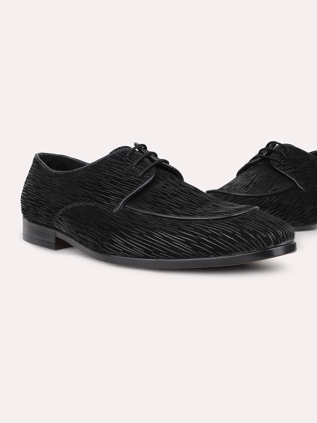 Mens Black Formal Party Wear Solid Pattern Derby Shoe