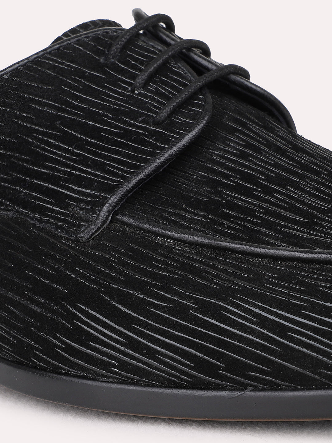 Mens Black Formal Party Wear Solid Pattern Derby Shoe