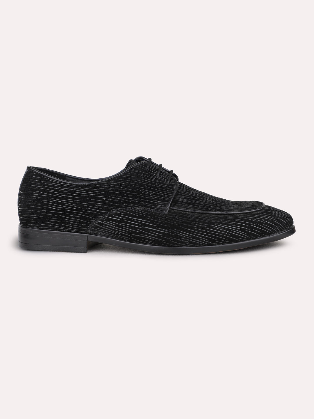 Mens Black Formal Party Wear Solid Pattern Derby Shoe