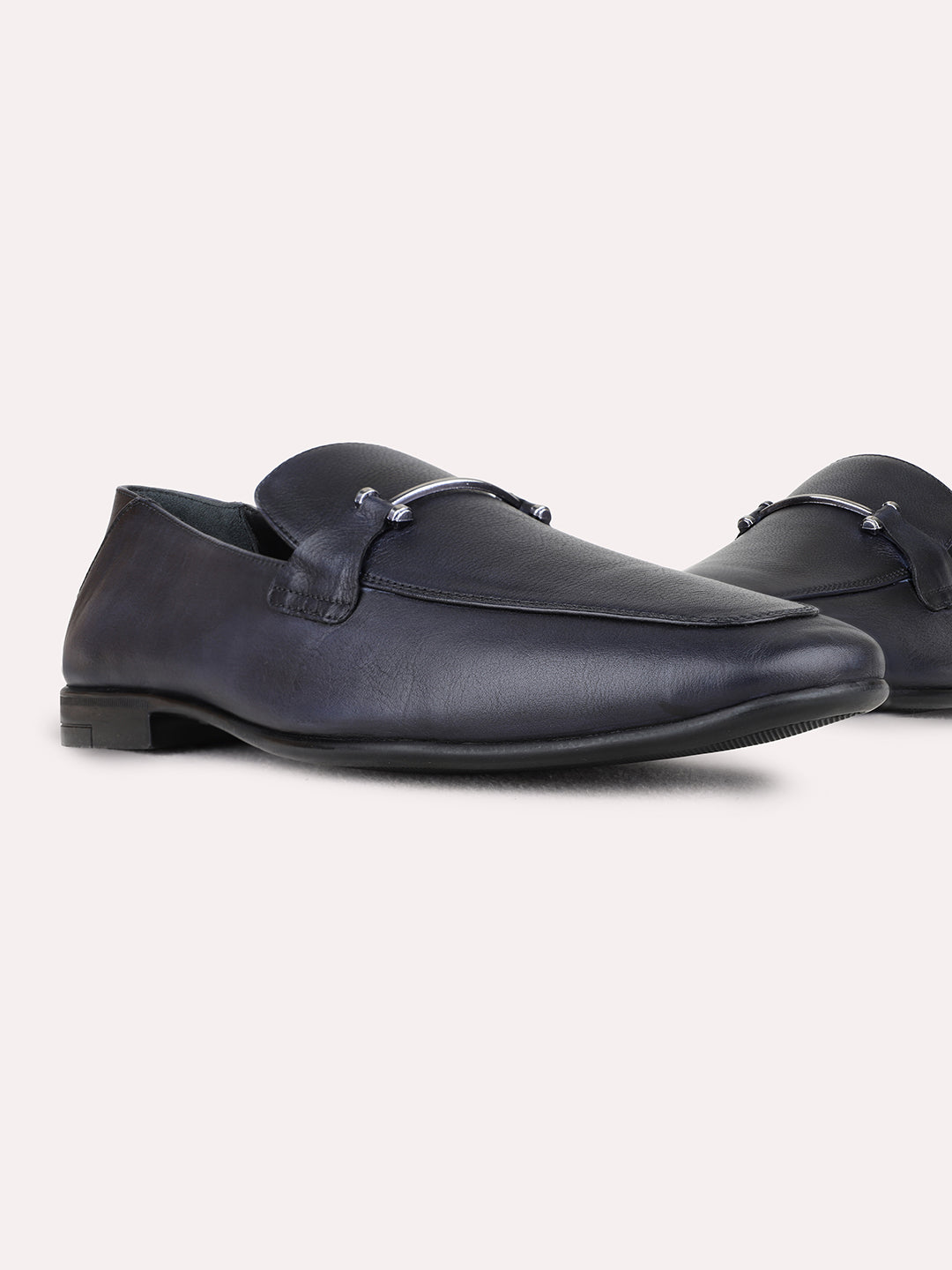 Mens Blue Formal Solid Pointed Toe Moccasin